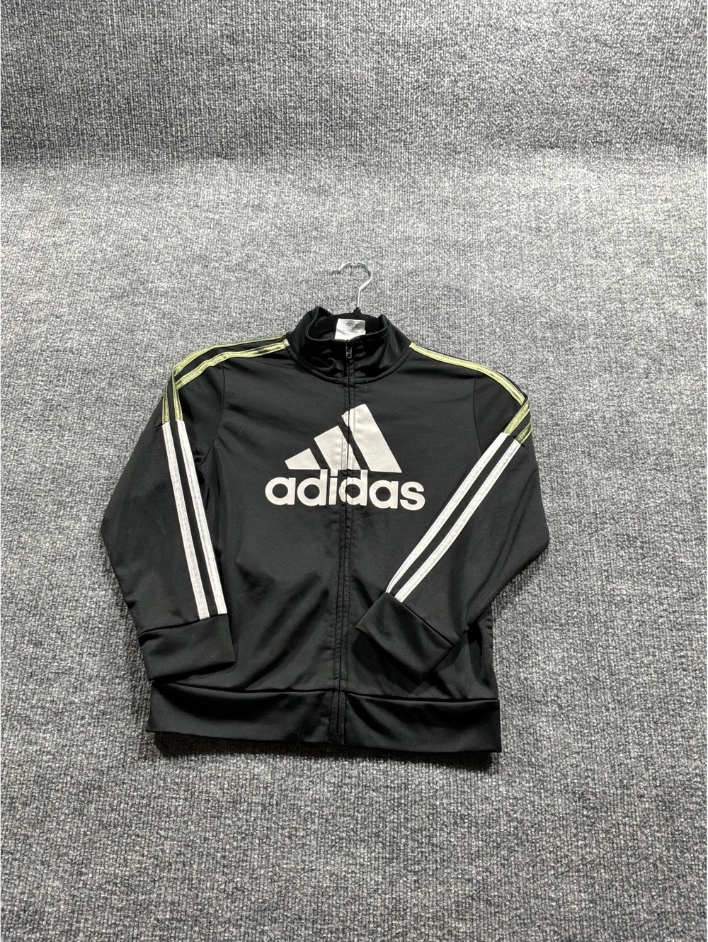 Adidas Boys' Black Track Jacket with Logo and Stripe Detail Size 6